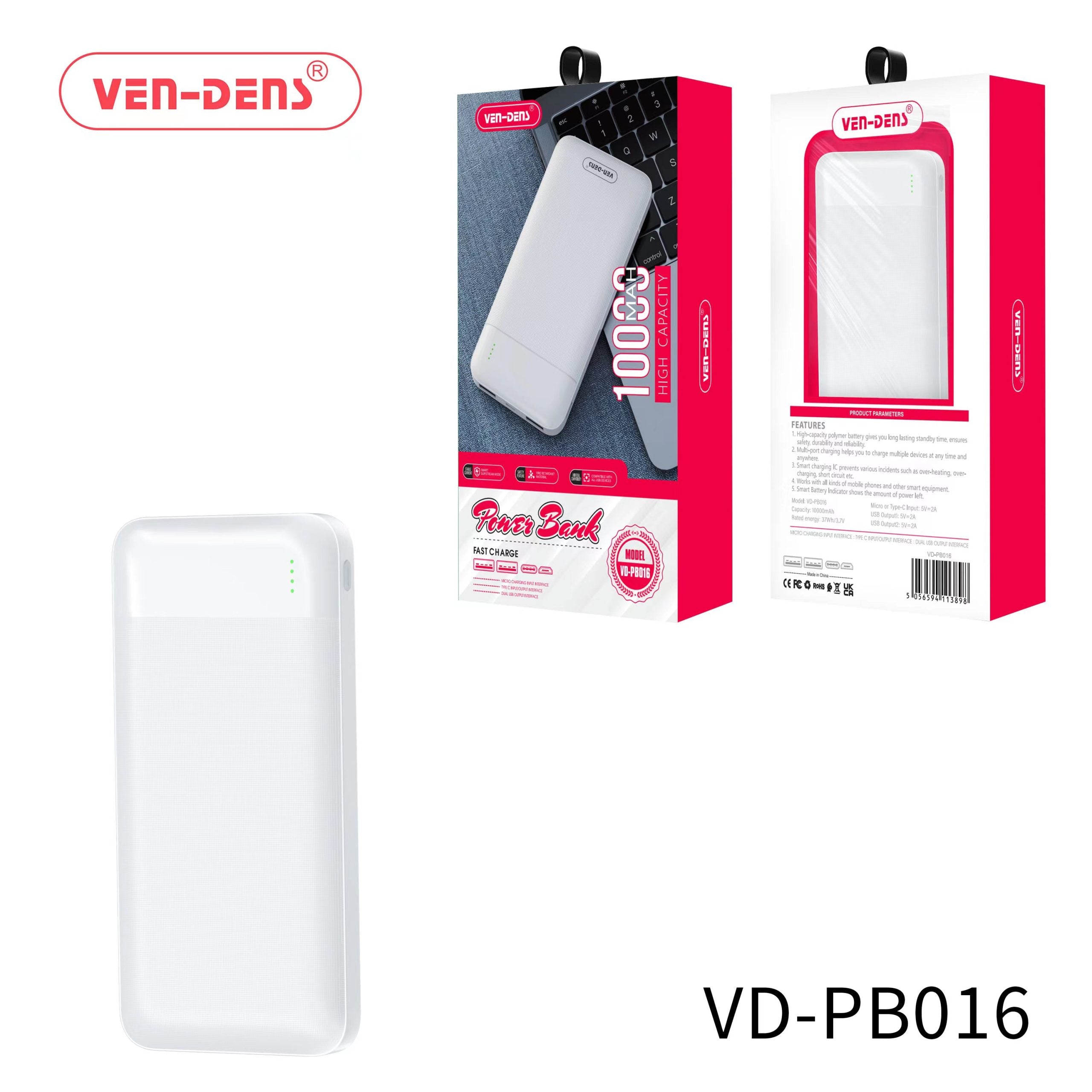Ven-Dens VD-PB016 Power Bank 10000mAh